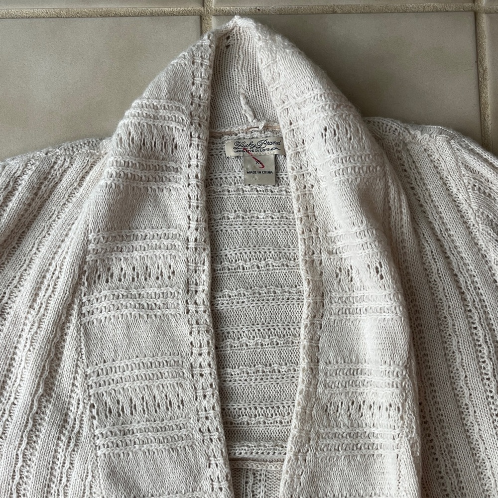 LUCKY BRAND Elegant Cream Women's Knit Cardigan - Picture 2 of 6